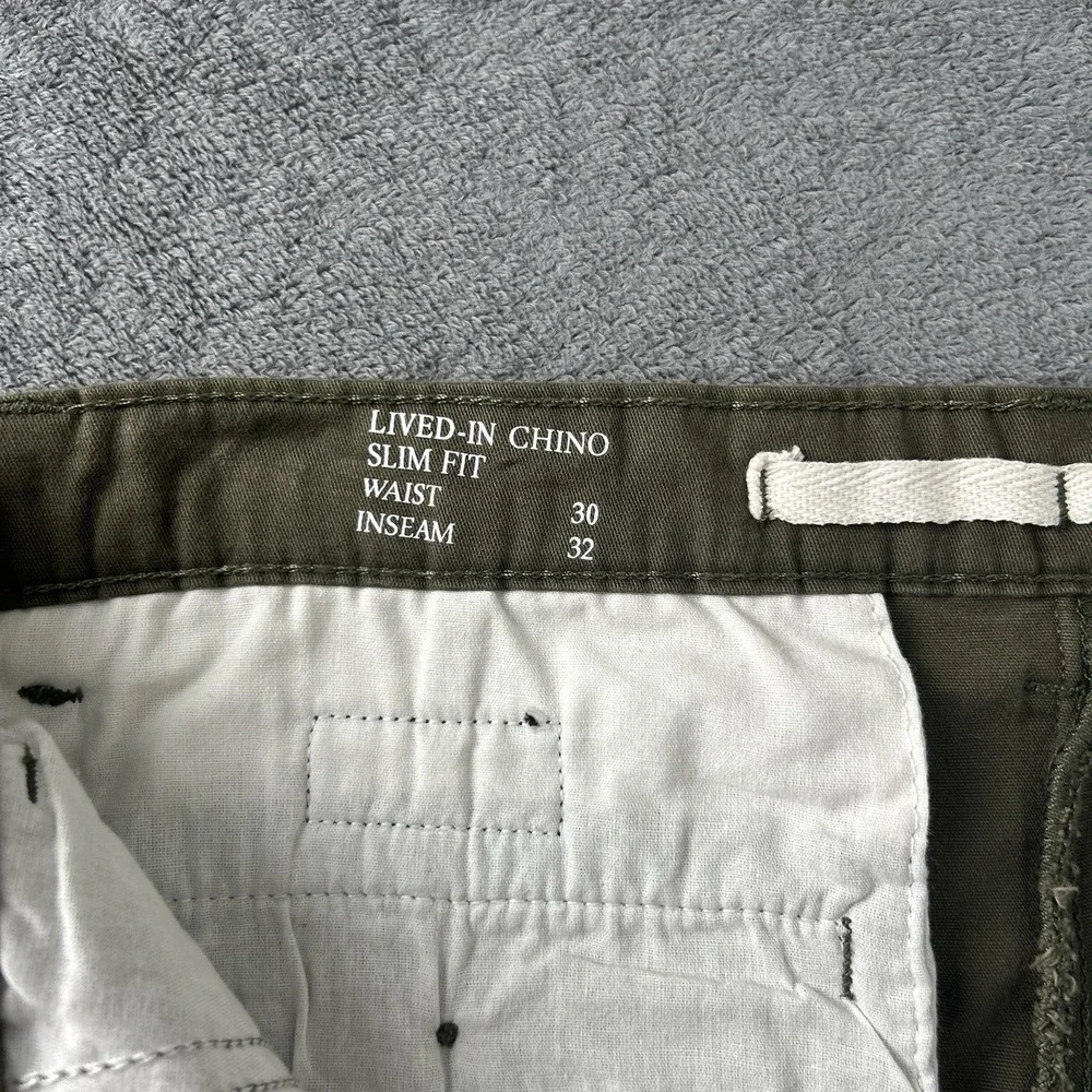 Banana Republic Pants Men's 30x32 Olive Green Lived In Chino Slim Fit Casual NEW